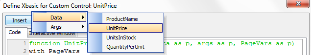 Insert > Data > FieldName